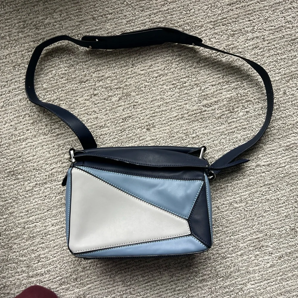 Blue Puzzle Bag Fashion Geometric Crossbody in Light Blue, Navy - Picture 2 of 15